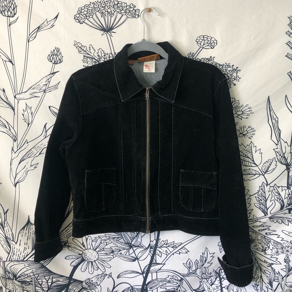 Suede black jacket with zipper